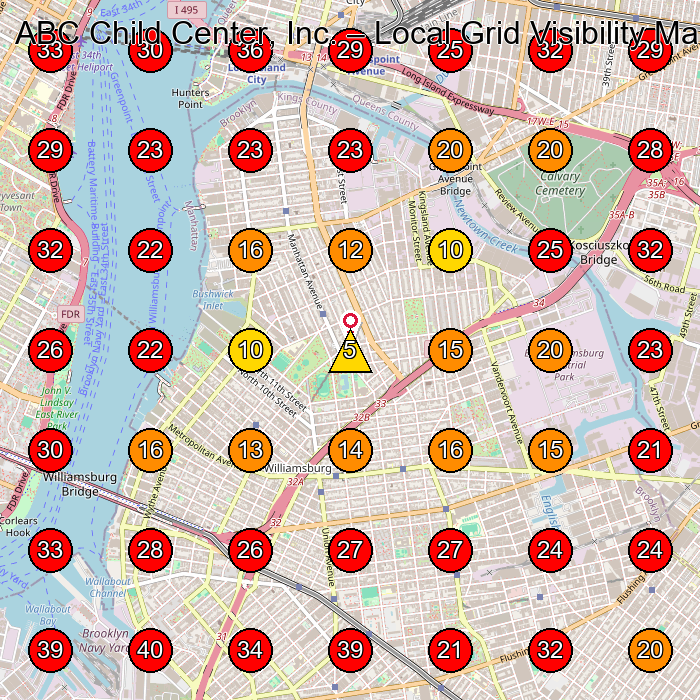 ABC Child Center, Inc. GeoGrid visibility map for Day Care Center in Brooklyn